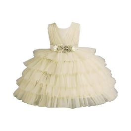 Little Girls Chiffon V Neck Back to School Party Birthday Flower Girl Dress Ivory Size 4 M10B82K Walmart