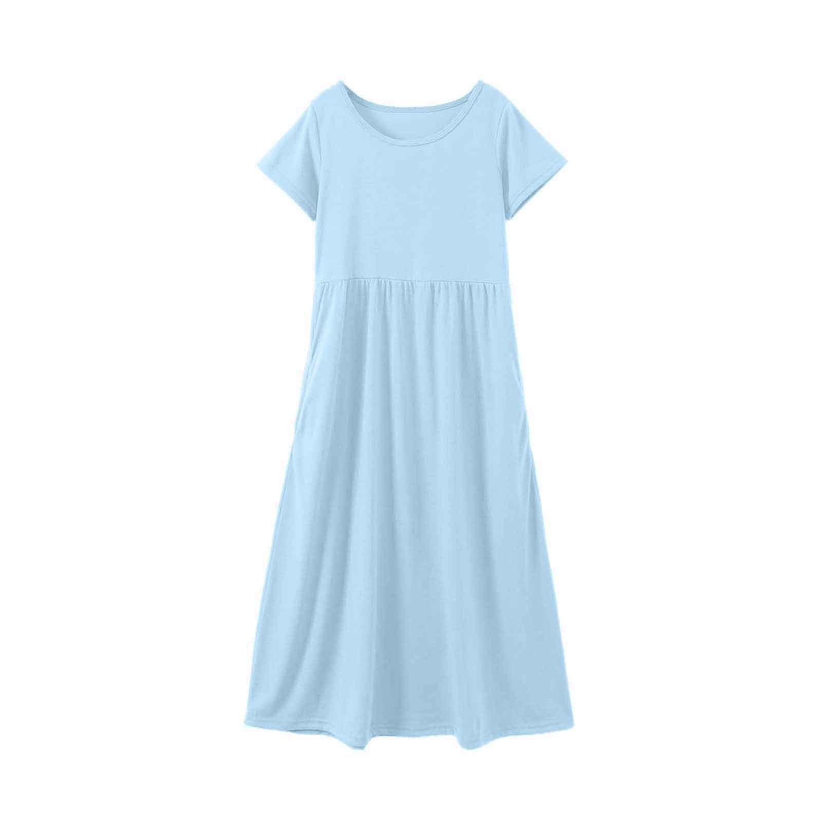 Little Girl Dresses Short Sleeve A-Line Tiered Swing Casual Black ...