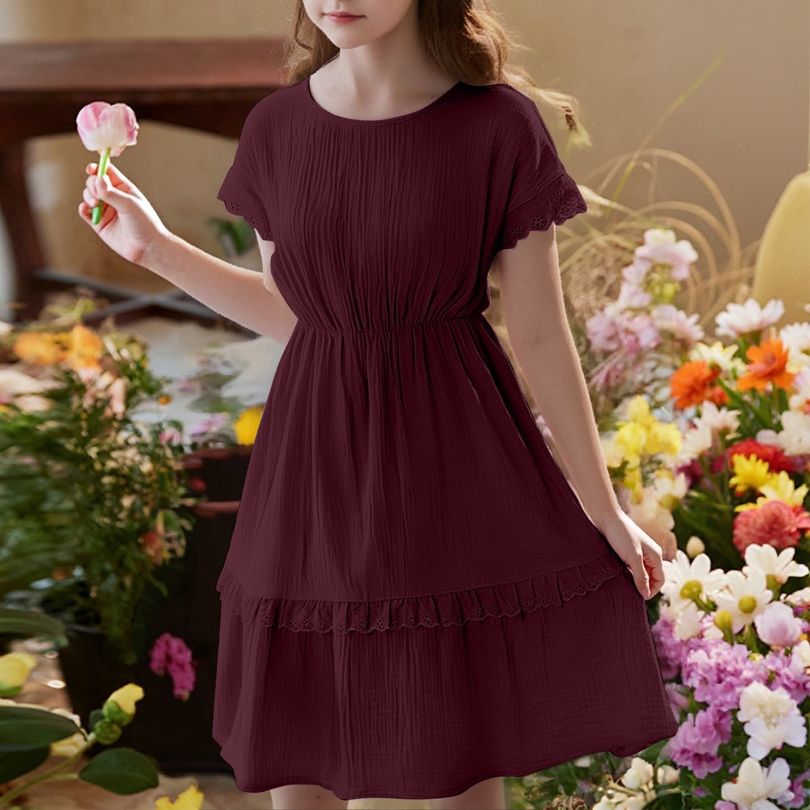 Hugo Kids Girls Short Sleeve Dress - Red main image 0