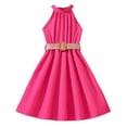 thumbnail image 1 of Little Girl Dresses Solid Color Hanging Neck Waist Collection Dress Princess Dress Outwear Summer Dress,Size 8 Years-9 Years, 1 of 5