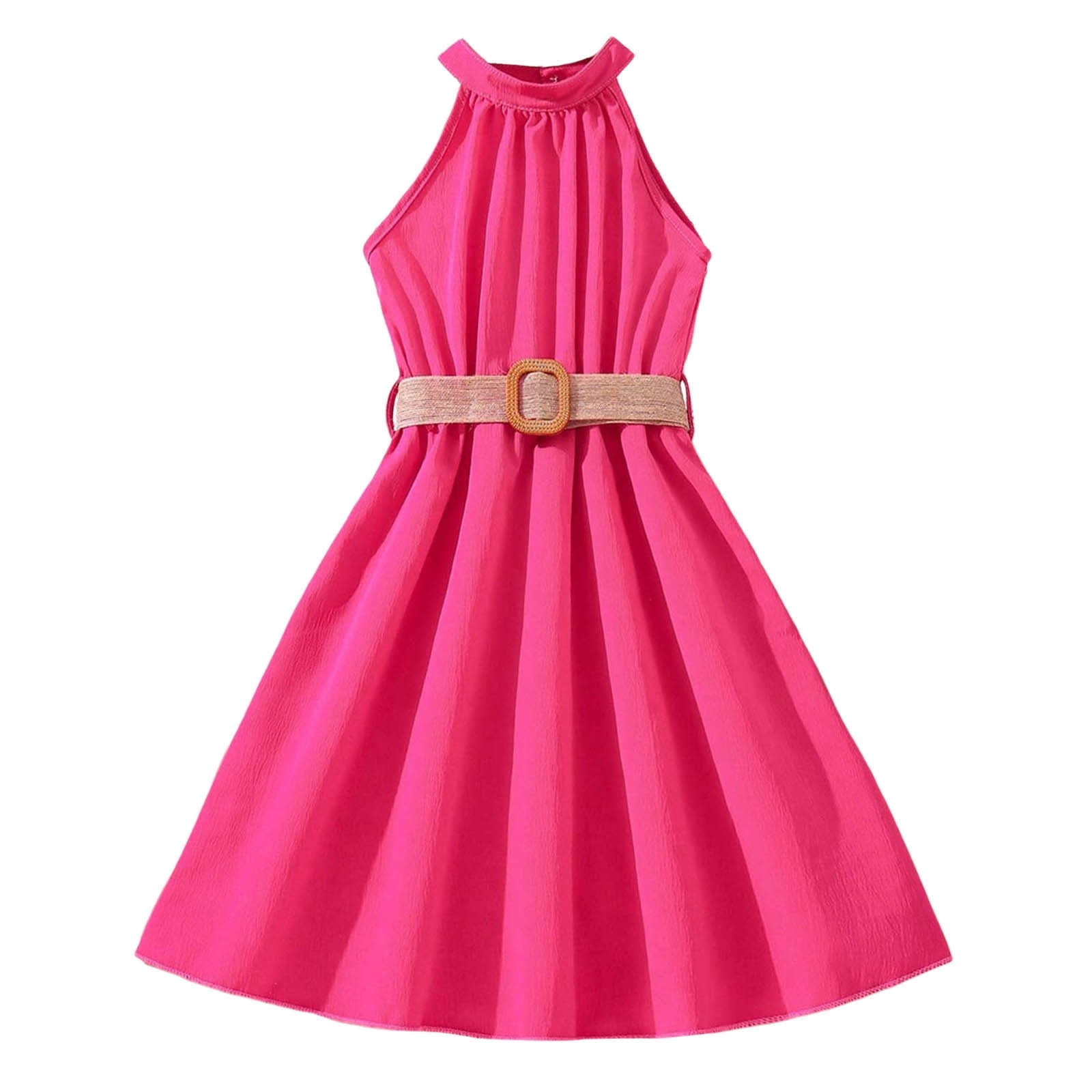 Little Girl Dresses Solid Color Hanging Neck Waist Collection Dress  Princess Dress Outwear Summer Dress,Size 9 Years-10 Years - Walmart.com