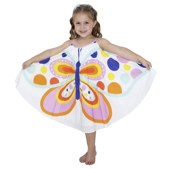Little Girl Dresses Summer Boho Butterfly Polka Dot Spaghetti Strap Beach Sun Dress Princess Dresses Flowy Beach Dress,Size 2 Years-3 Years