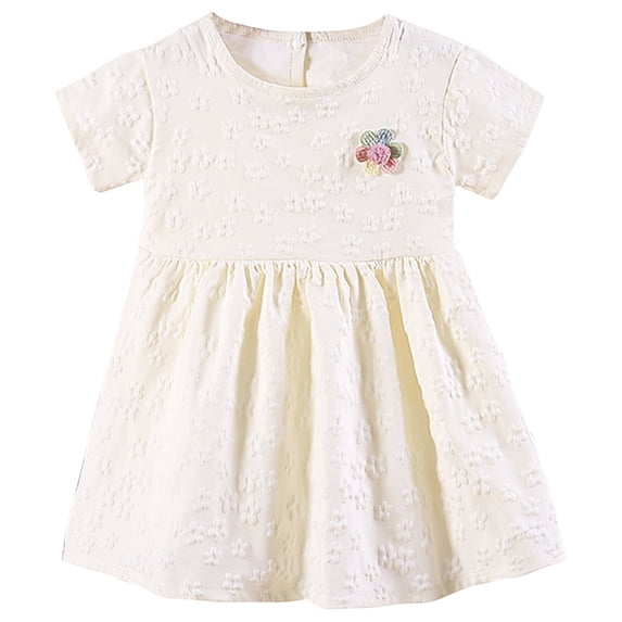 Little Girl Dresses Summer Casual Short Sleeves Floral Party Princess Dress Clothes Flowy Beach Dress,Size 5 Years-6 Years