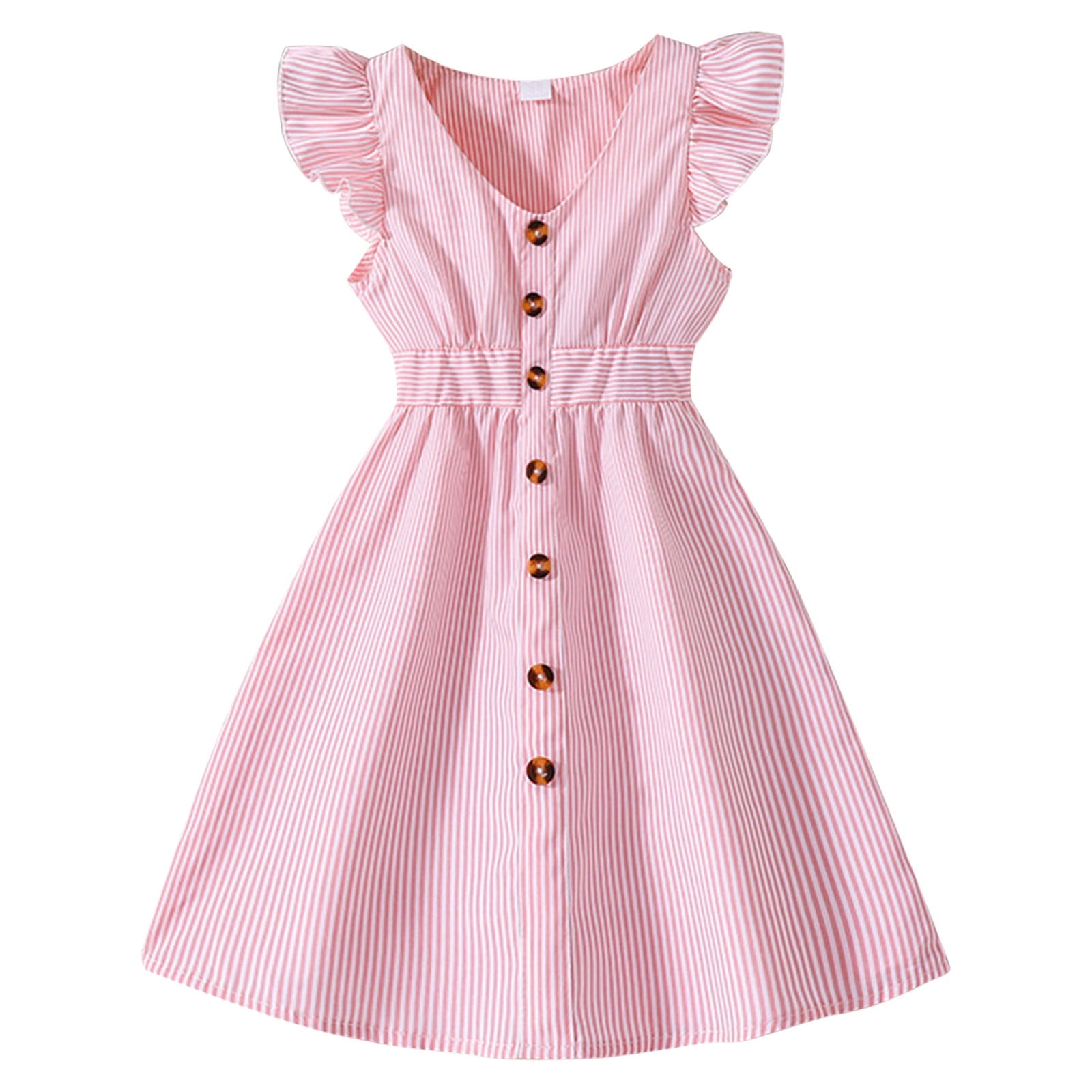 Little Girl Dresses Summer Dress Flying Sleeve Striped Shirt Dress