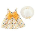 thumbnail image 1 of Little Girl Dresses Summer Sleeveless Bow Dress with Straw Hat Set Fashion Cute Prints Princess Dresses Infant Baby Girl Clothes,3-4 Years, 1 of 5