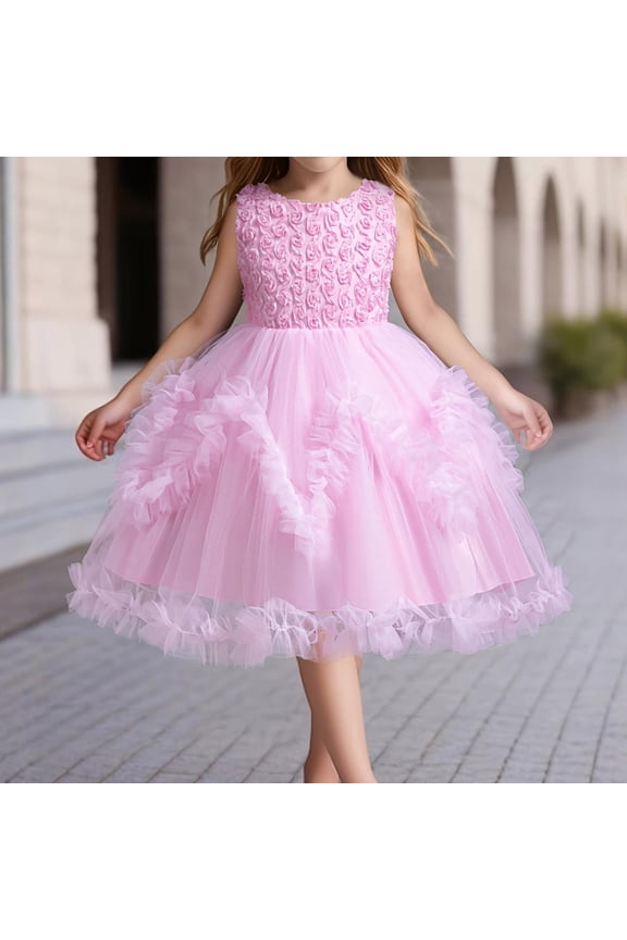 Little Girl Dresses Toddler Formal Dresses Red Dresses for Girls Fancy Dress for Girls Children's Day Outfit 5-6Y