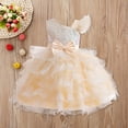 thumbnail image 1 of Little Girl Easter Dresses Short Sleeved Small Floral Princess Style Summer Princess Dress for Girls Casual Spring Dress (Beige,8-9 Years), 1 of 3