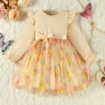 thumbnail image 1 of Little Girl Easter Dresses Summer Western Style Girls Summer Dress for Girls Teens Elastic Waist for Holiday Party (Beige,2-3 Years), 1 of 5