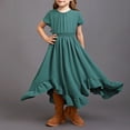 thumbnail image 1 of Little Girl Easter Dresses Summer Western Style Summer Princess Dress for Girls Teens Fashion Design Summer Dress (Dark Green,5-6 Years), 1 of 4