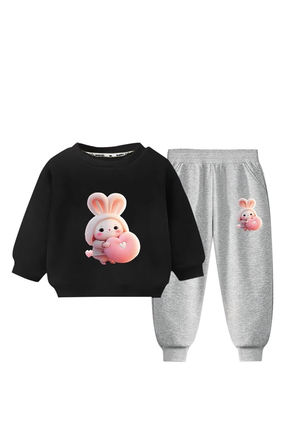 Little Girl Fall Winter Clothes Outfits Infant Hoodie Sweatshirt Pants Toddler Newborn Baby Girl Boys Clothing Set Black 6-7 Years