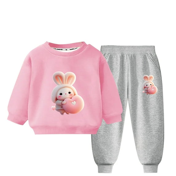 Little Girl Fall Winter Clothes Outfits Infant Hoodie Sweatshirt Pants Toddler Newborn Baby Girl Boys Clothing Set Pink 8-9 Years