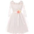 thumbnail image 1 of Little Girl Floral Lace Top Tulle Flower Party Flower Girl Dress USA Off White 4 JKS 2098, 1 of 3