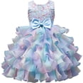 thumbnail image 1 of Little Girl Flower Rainbow Princess Tutu Dress Ruffle Tulle Wedding Birthday Pageant Party Formal Ball Gown, 1 of 6