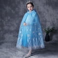 thumbnail image 1 of Little Girl Frozen Princess Dress Snow Party Queen Halloween Elsa Costume Blue with Cape, 1 of 6