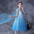 thumbnail image 1 of KAWELL Little Girls Princess Dress Snow Party Queen Halloween Animation Costume Blue with Cape, 1 of 6