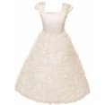 thumbnail image 1 of Little Girl Full Rosette First Communion Dress Wedding Flower Girl Dress Ivory 4 KD 320 BNY Corner, 1 of 3