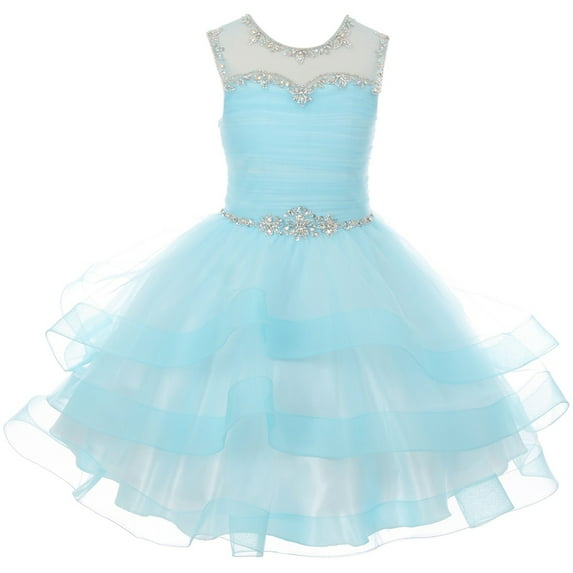 Little Girl Gorgeous Beaded Rhinestones Pageant Gown Party Flower Girl Dress Blue 4 CC 5050 BNY Corner