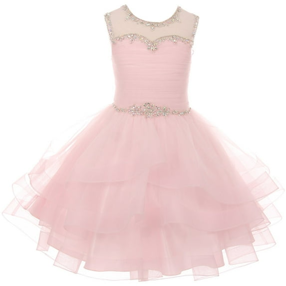 Little Girl Gorgeous Beaded Rhinestones Pageant Gown Party Flower Girl Dress Pink 4 CC 5050 BNY Corner