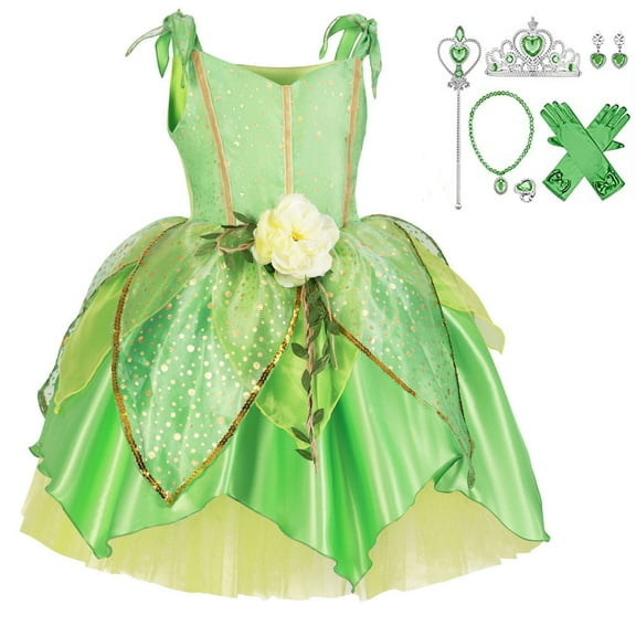 Little Girl Green Fairy Princess DressBirthday Party Outfit Halloween Christmas Carnival Cosplay Costume