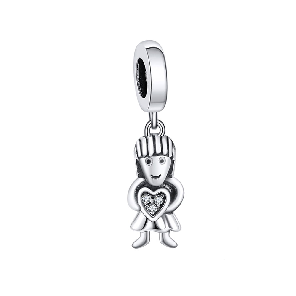 Little Girl Heart Charm Oxidized Sterling Silver Womens Ginger Lyne