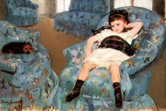 Little Girl In A Blue Armchair 1878 Canvas Art - Mary Cassatt (12 x 18)