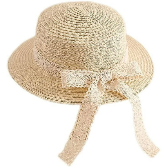 Little Girl Kids Breathable Summer Straw Hat Foldable UV Protection Bowknot Wide Brim Floppy Beach Sun Visor Hats