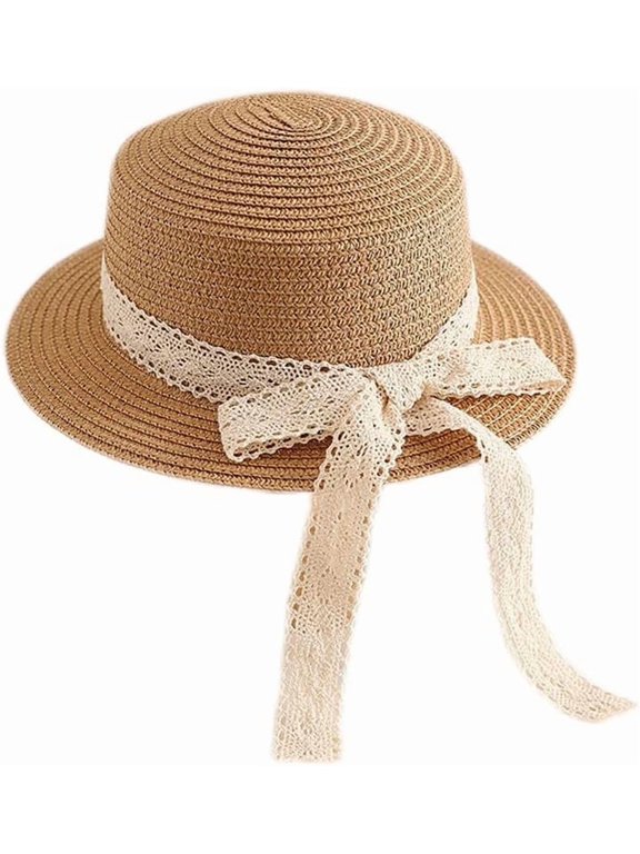 Little Girl Kids Breathable Summer Straw Hat Foldable UV Protection Bowknot Wide Brim Floppy Beach Sun Visor Hats