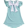 thumbnail image 1 of Little Girl Kids Cap Sleeve Stripe Bow School Flower Girls Dress Blue 2T XS 317134 BNY Corner, 1 of 2