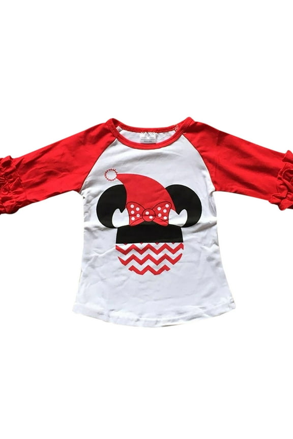 Little Girl Kids Christmas Hat Birthday Holiday Shirt Top Tee T-Shirt White Red 4 M (318511)