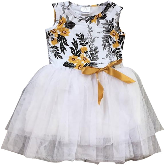 Little Girl Kids Floral Tulle Summer Easter Flower Girl Dress Off White 5 L 200743 BNY Corner