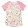thumbnail image 1 of Little Girl Kids Kids Unicorn Polka Dot Rainbow Raglan Shirt Top Tee T-Shirt Pink 2T XS (201345), 1 of 2
