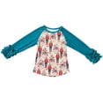 thumbnail image 1 of Little Girl Kids King Horse Icing Sleeve Raglan Casual Shirt Top Tee T-Shirt Teal 2T XS (201172), 1 of 1