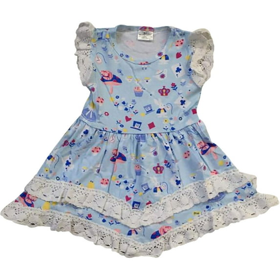 Little Girl Kids Lace Ruffle Summer Easter Birthday Flower Girl Dress Blue 6 XL 317117 BNY Corner