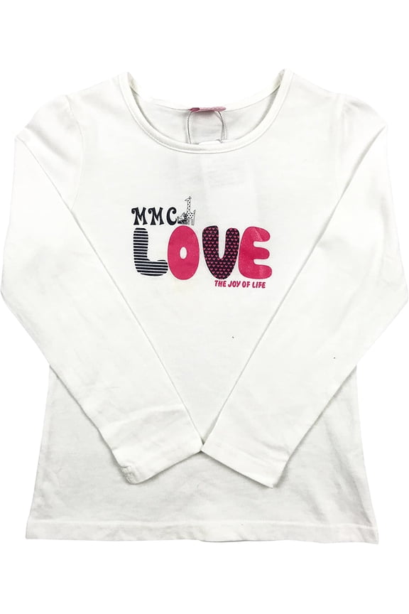 Little Girl Kids Long Sleeve Love Casual Cotton T-Shirt Tee Top White 6 120 (44BT027) BNY Corner