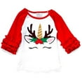thumbnail image 1 of Little Girl Kids Unicorn Christmas Holiday Holiday Shirt Top Tee T-Shirt White Red 2T XS (318438), 1 of 2