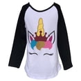 thumbnail image 1 of Little Girl Kids Unicorn Glitter Birthday Holiday Shirt Top Tee T-Shirt White Black 3T S (503013), 1 of 1