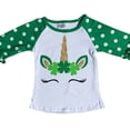thumbnail image 1 of Little Girl Kids Unicorn Shiny Saint Patrick's Day Shirt Top Tee T-Shirt WT Green 6 XL (318693), 1 of 2