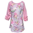thumbnail image 1 of Little Girl Kids Unicorn Stars Rainbow Ruffle Shirt Top Tee T-Shirt Pink 2T XS (501978), 1 of 1