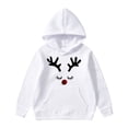 thumbnail image 1 of Little Girl Long Sleeve Hooded Sweatshirt Christmas Printed Hoodie with Pocket Fall Fashion Clothing Size 5-6T ,White, 1 of 4