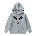 thumbnail image 1 of Little Girl Long Sleeve Hooded Sweatshirt Christmas Printed Hoodie with Pocket Fall Fashion Clothing Size 7-8T ,Gray, 1 of 4