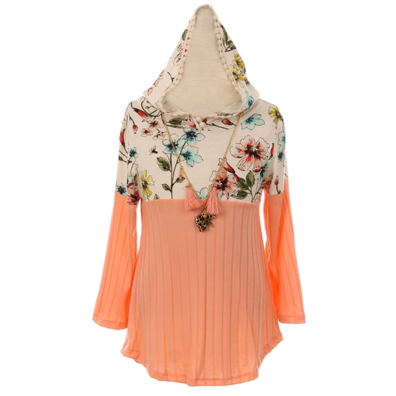 Little Girl Long Sleeve Hoodie Sweatshirt Floral Flower Blouse Top Shirt Kids Blush 4 JKS 2157 BNY Corner
