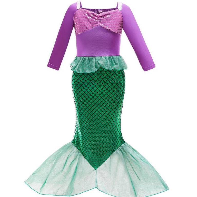 Little Girl Long Sleeves Mermaid Princess Costume Sequins Party Dress -  Walmart.com