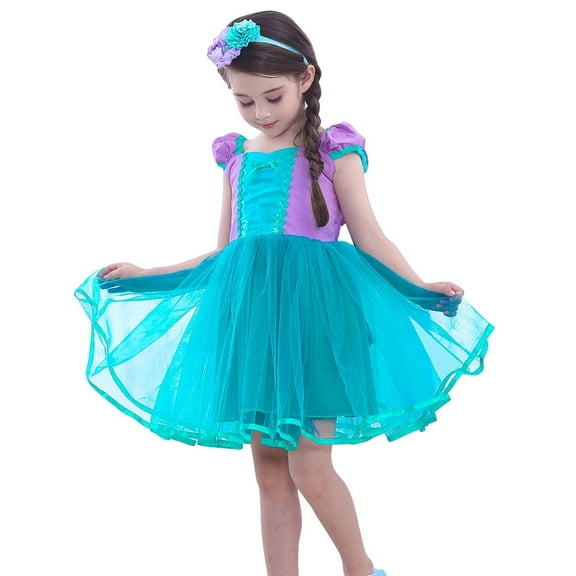 KAWELL Little Girl Mermaid Dress Princess Costume Birthday Party Cosplay Halloween Dress up Tutu Outfits