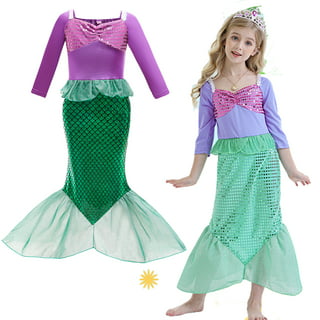 Costume della sirenetta Ariel per ragazza, bambini Disney Princess Fancy  Dress Up, festa cosplay di Halloween Tutu Tulle Dress