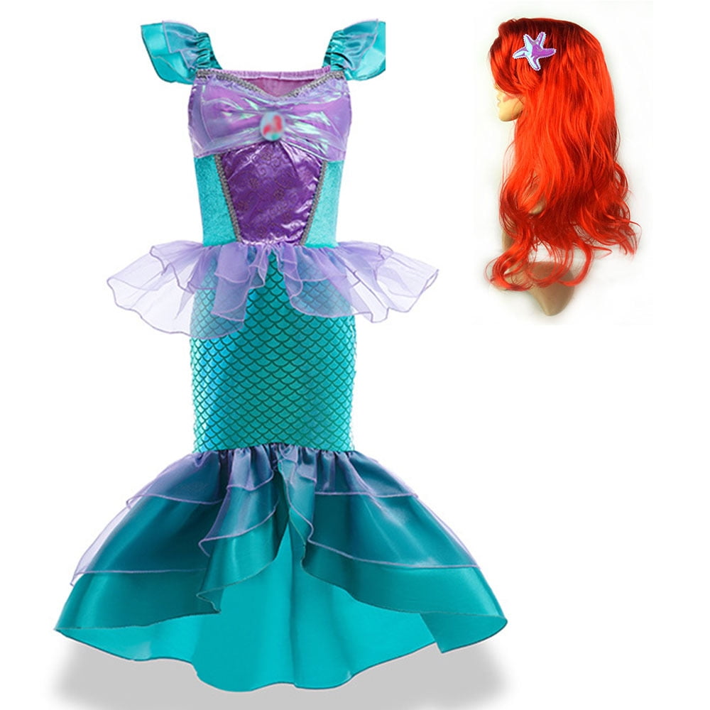 Disney Little Mermaid Ariel Princess Costume Kids Dress For Girls Cosplay  Children Carnival Birthday Party Clothes Mermaid Dress V