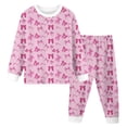 thumbnail image 1 of Little Girl Outfit Sets Print Bow Pajama Lounge Kids Summer Clothes,Light Pink,Size 7Y, 1 of 2