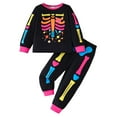 thumbnail image 1 of Little Girl Pajamas Halloween Pjs Cute Skeleton Print Long Sleeve Crewneck Sleepwear Comfy Toddler Big Girls Pajamas 1-2 Years, 1 of 7