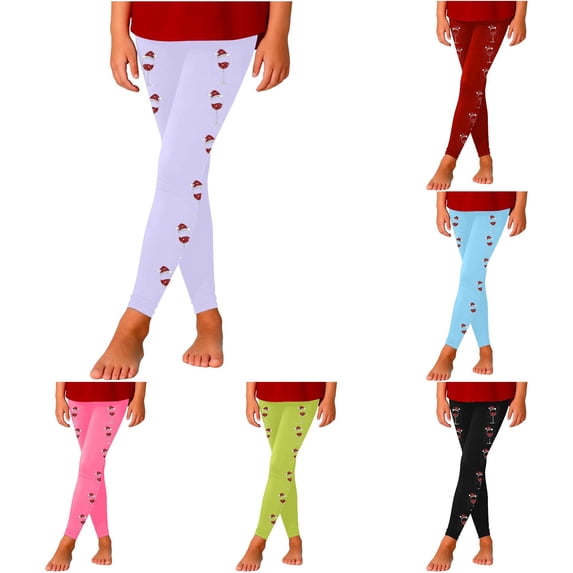 Little Girl Pants Fashion Print Tapered Athletic Jogger Pants Stretchable Long Leggings Size 5-6T ,Purple