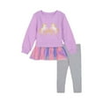 Little Girl Pants Sets Purple Unicorn Long Sleeve Sweatshirt Grey