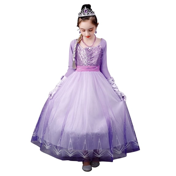 KAWELL Little Girl Princess Dress with Detachable Cape Snow Party Queen Halloween Green Costume